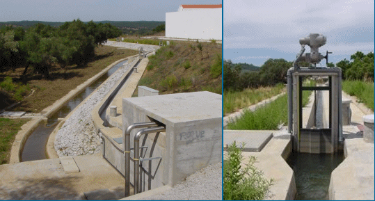 General aspect of the canals and detail of a motorized gate